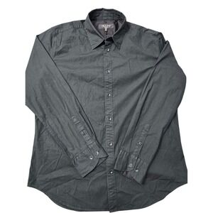 Rag Bone Button Down Dress Shirt Mens XL Black Solid Fit Casual